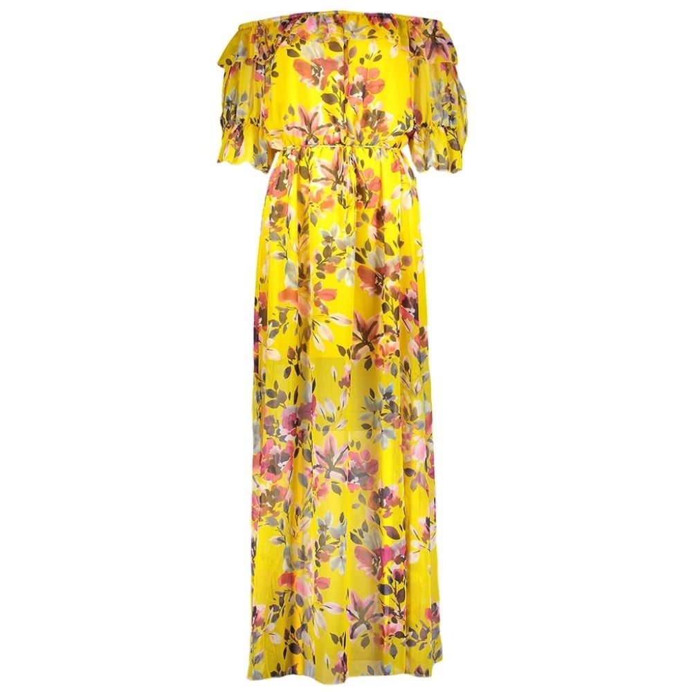 Linosa Crinkle Off The Shoulder Maxi